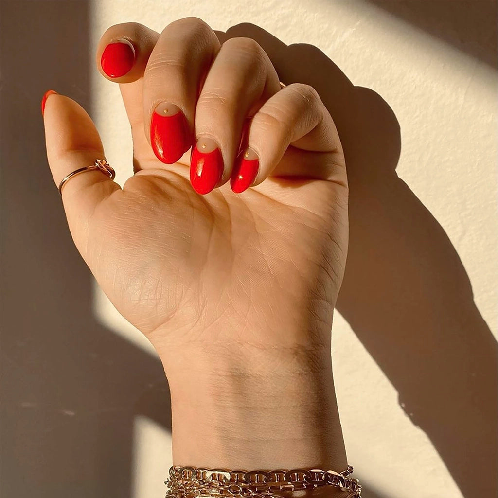 Title: Minimalist Red Tie Style Nail Art for a Stunning Look