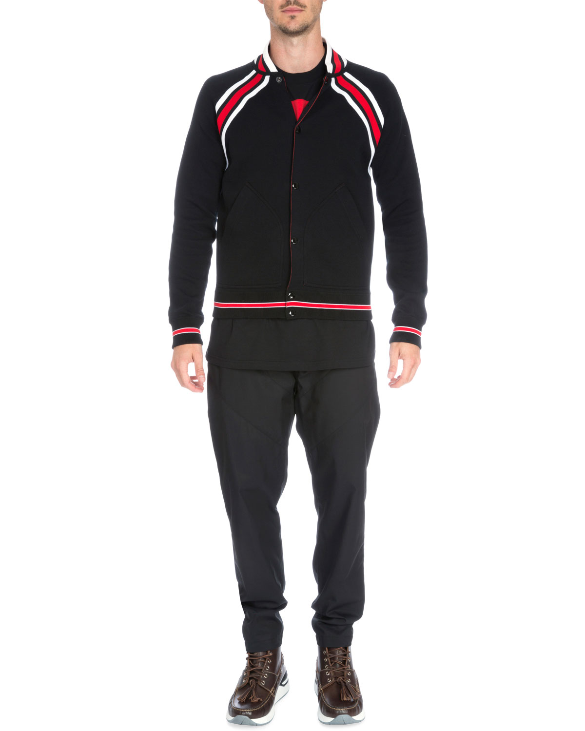 Striped Tie Collar Jacket: A Fashionable Mens Outerwear Piece for the Modern Era