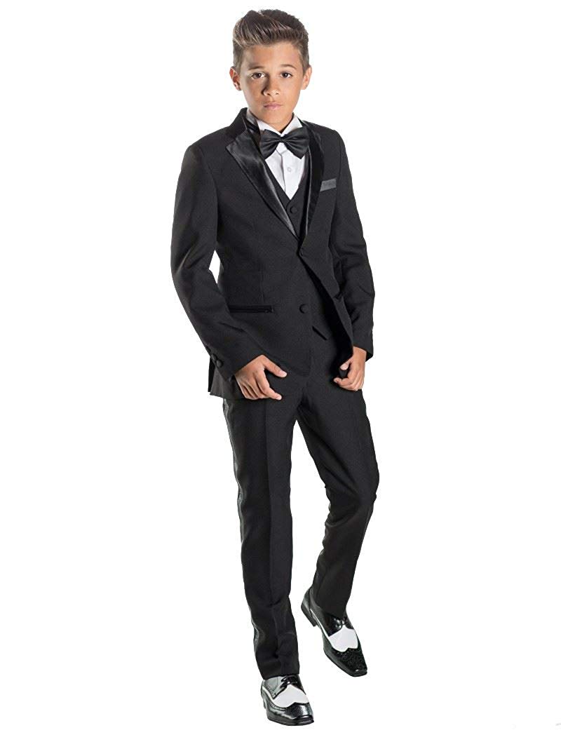 Title: The Art of Combining Form and Function with White Shirt and Black Tie Boys Childrens Suits