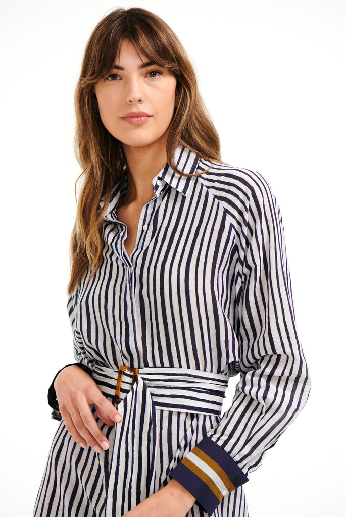 Title: The Timeless Elegance of a Striped Navy Tie